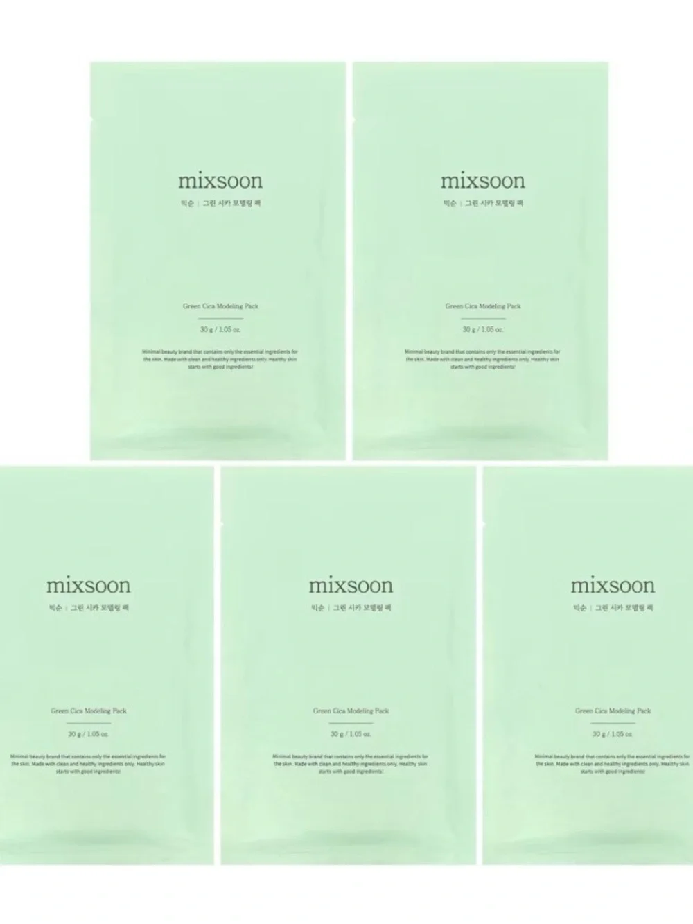mixsoon Green Cica Modeling Pack - Soothing Green Face Mask (Single Sheet) 5pk